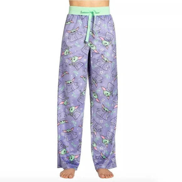 STAR WARS The Mandalorian Fleece Pajama Pants NWT Women's Medium Purple Cozy - Picture 2 of 10
